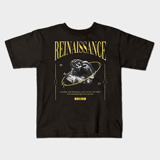 Renaissance Yellow Streetwear Design Statue Roman Kids T-Shirt by rasyadanardinsyah